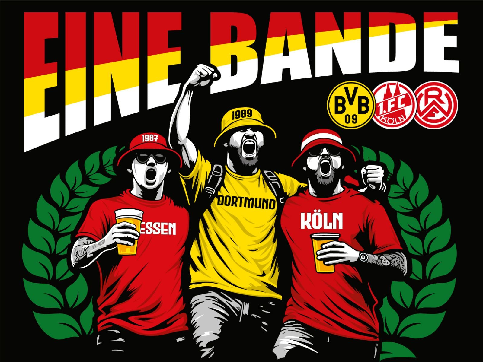 1. FC Köln - Borussia Dortmund - Rot-Weiss Essen - flagge - 1,5 x 1 m